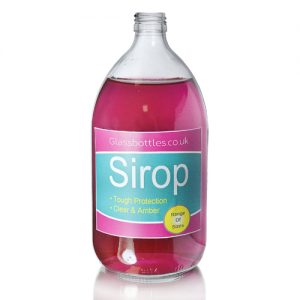 1000ml Clear Glass Sirop Bottle w Label
