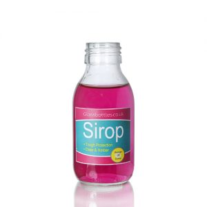 100ml Clear Glass Sirop Bottle w Label
