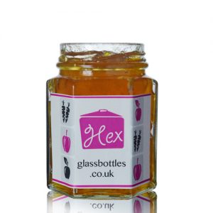 110ml Hexagonal jam jar with label