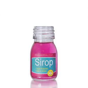 30ml Clear Glass Sirop Bottle w Label