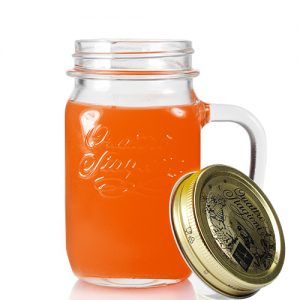 Glass Jar With Handle Full
