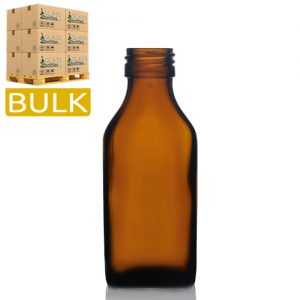 100ml Amber Glass Rectangular Bottle (Bulk)