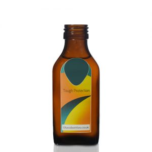 100ml Rectangular Amber Glass Bottle w Label