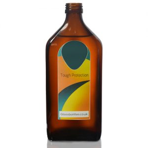 500ml Rectangular Amber Glass Bottle w Label