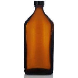500ml Amber Rectangular Bottle with Polycone Cap