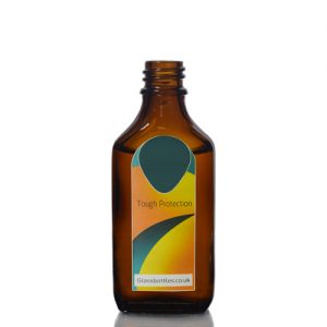 50ml Rectangular Amber Glass Bottle w Label