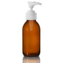 150ml Amber Glass Sirop Bottle w Lotion White