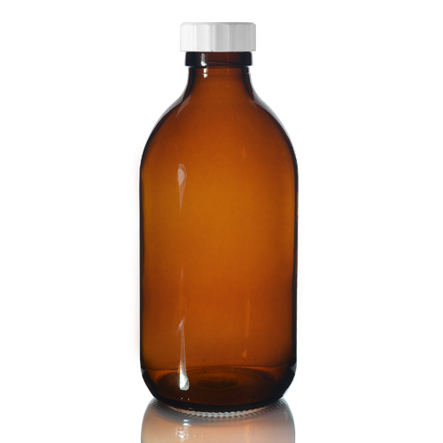 300ml Amber Glass Sirop Bottle w White PP Cap