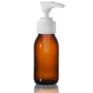 60ml Amber Glass Sirop Bottle with White Lotion Pump