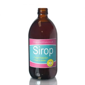 500ml Amber Sirop Bottle with lotion filled