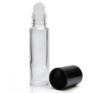 10ml Clear glass roller bottle w black