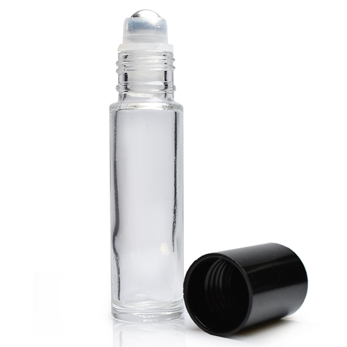 10ml Roller Ball Bottle With Black Cap GlassBottles.co.uk