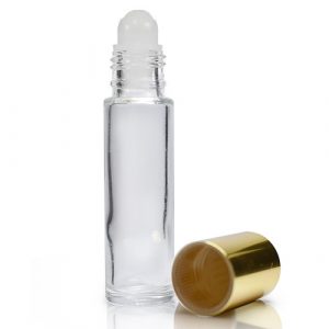 10ml Clear glass roller bottle w gold