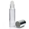 10ml Clear glass roller bottle w silver