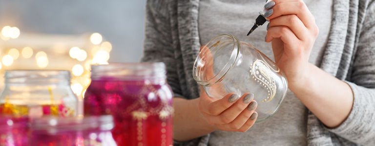 Very cute decorative glass jar/container