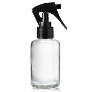 50ml Clear Round Boston Bottle & Trigger Spray