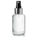 50ml Clear Round Boston Bottle & Silver Atomiser Spray