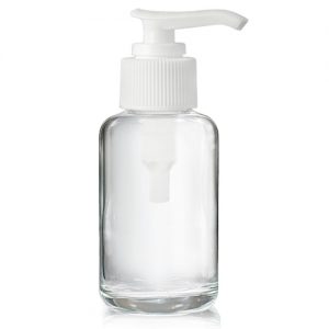 50ml Clear Round Boston Bottle & Lotion Pump