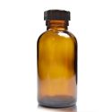 100ml Amber glass Boston Bottle w black CAP