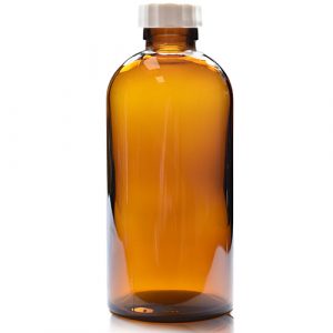 300ml Amber Glass Boston Bottle & Polycone Cap