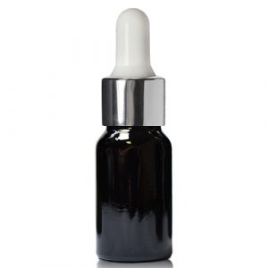 10ml Black Glass Bottle With Silver Pipette