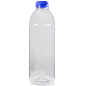1000ml Clear juice bottle with blue cap