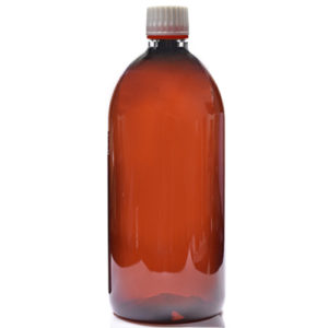 1 Litre Amber PET Sirop Bottle With Tamper Evident Screw Cap