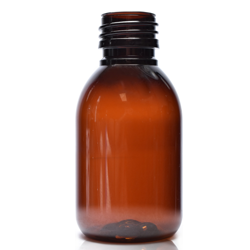 100ml Amber PET Sirop Bottle With Plastic Cap - Glass Bottles