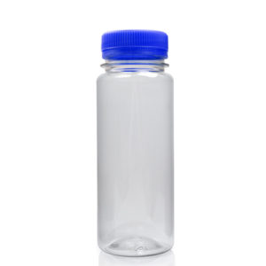 150ml slim juice bottle with blue cap