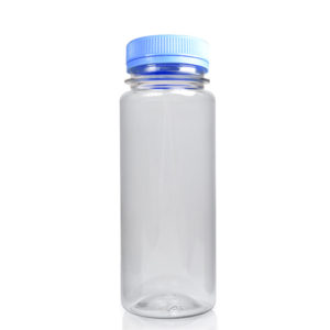 150ml slim juice bottle w light blue cap