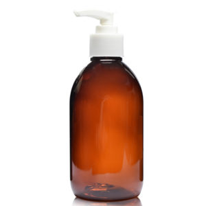 250ml Amber PET Sirop Bottle With Lotion Pump