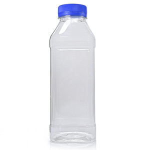 500ml Square PET Juice Bottle w green