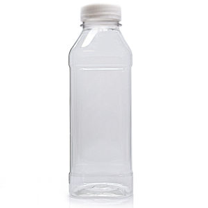 500ml Square PET Juice Bottle w silver