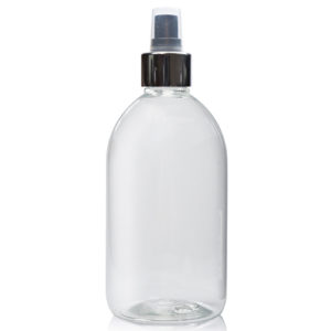 500ml plastic Clear r Sirop bottle w silver spray