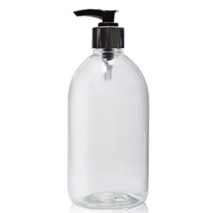 500ml plastic Clr Sirop bottle w silver pump