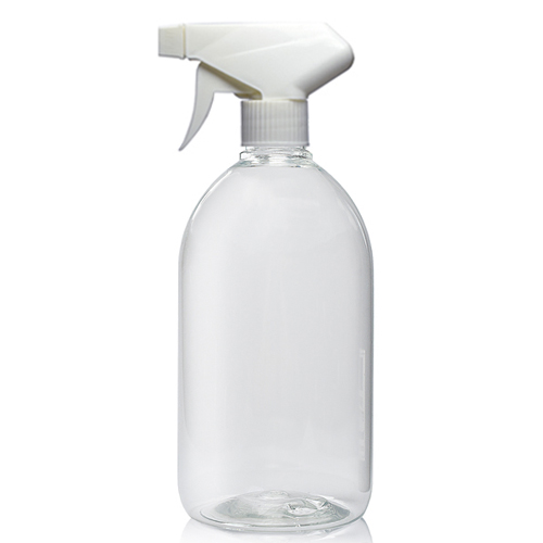 Clear plastic shop spray bottles