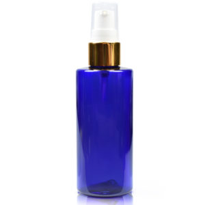 50ml Blue Tubular Bottle with white gold pump