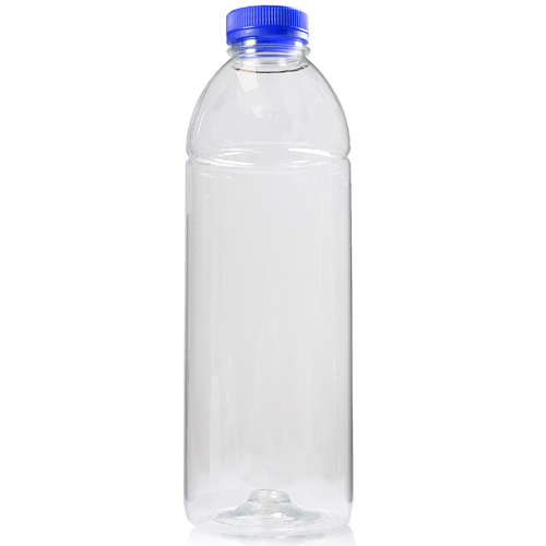 750ml Clear juice bottle with blue cap