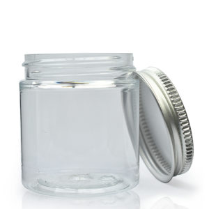 75ml Clear plastic jar with metal lid