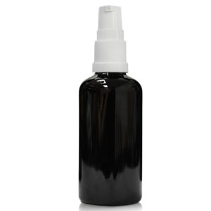 Black dropper bottle with lotion pump