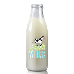 750ml Clear Glass Milk Bottle filled